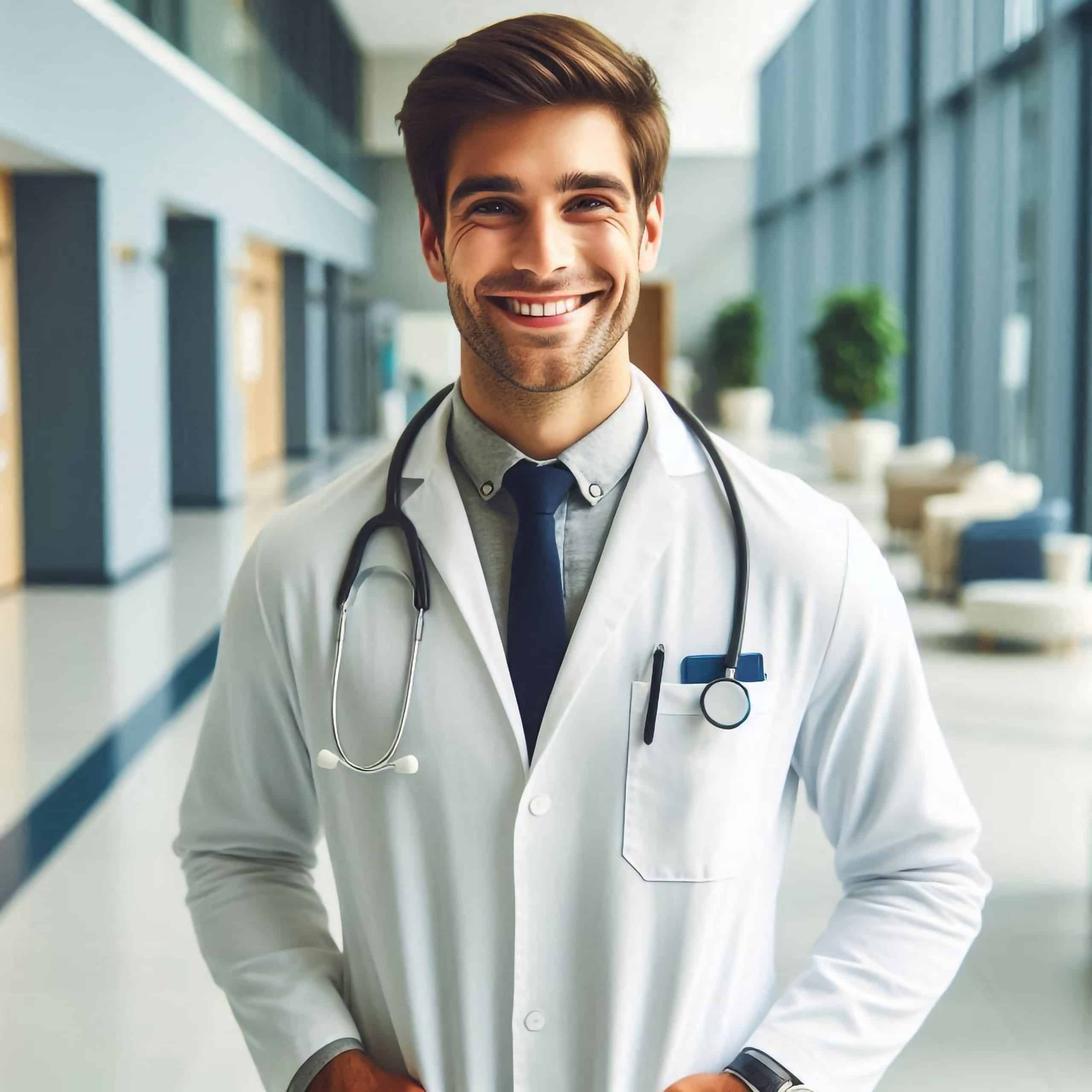 médico jovem sorrindo