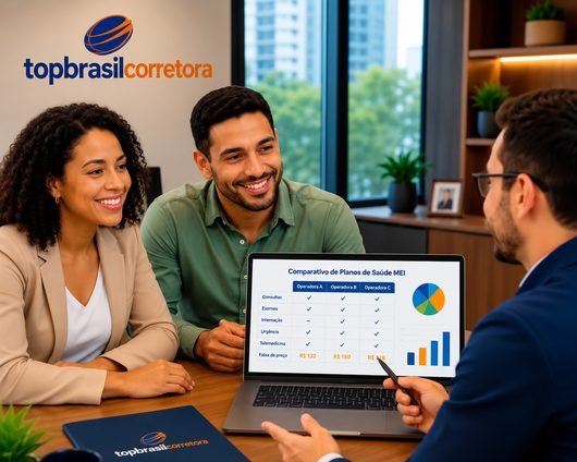 Consultor da Top Brasil Corretora orienta clientes na comparação de planos de saúde MEI
