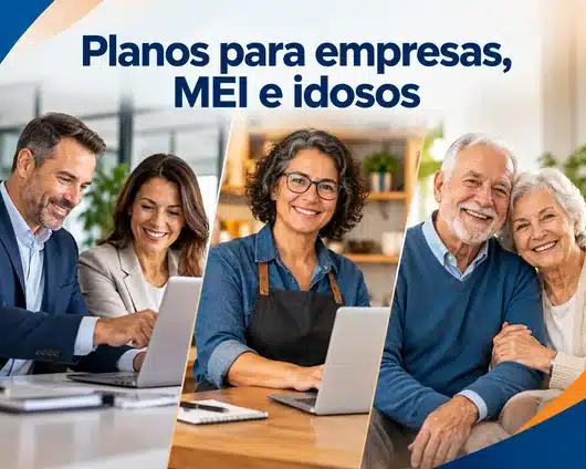 Imagens de profissionais, microempreendedores e casal de idosos representando os públicos atendidos pela Top Brasil Corretora.